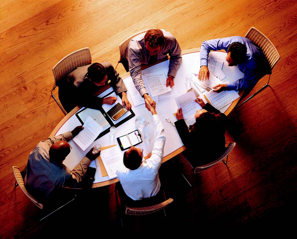 meeting gathering at a table