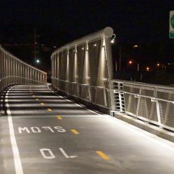 central marin ferry crossing path at night