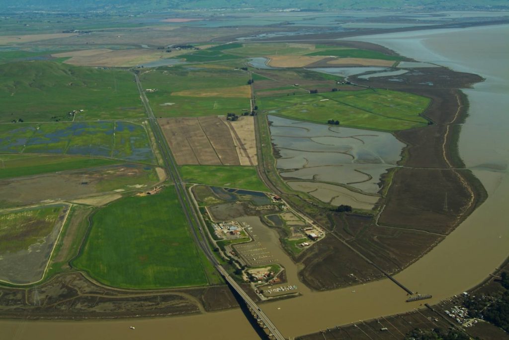 sr37 aerial photo with green fields and river