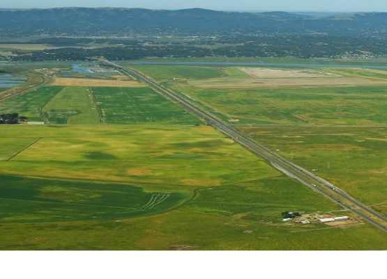 aerial view of sr37 surrounded by green fields